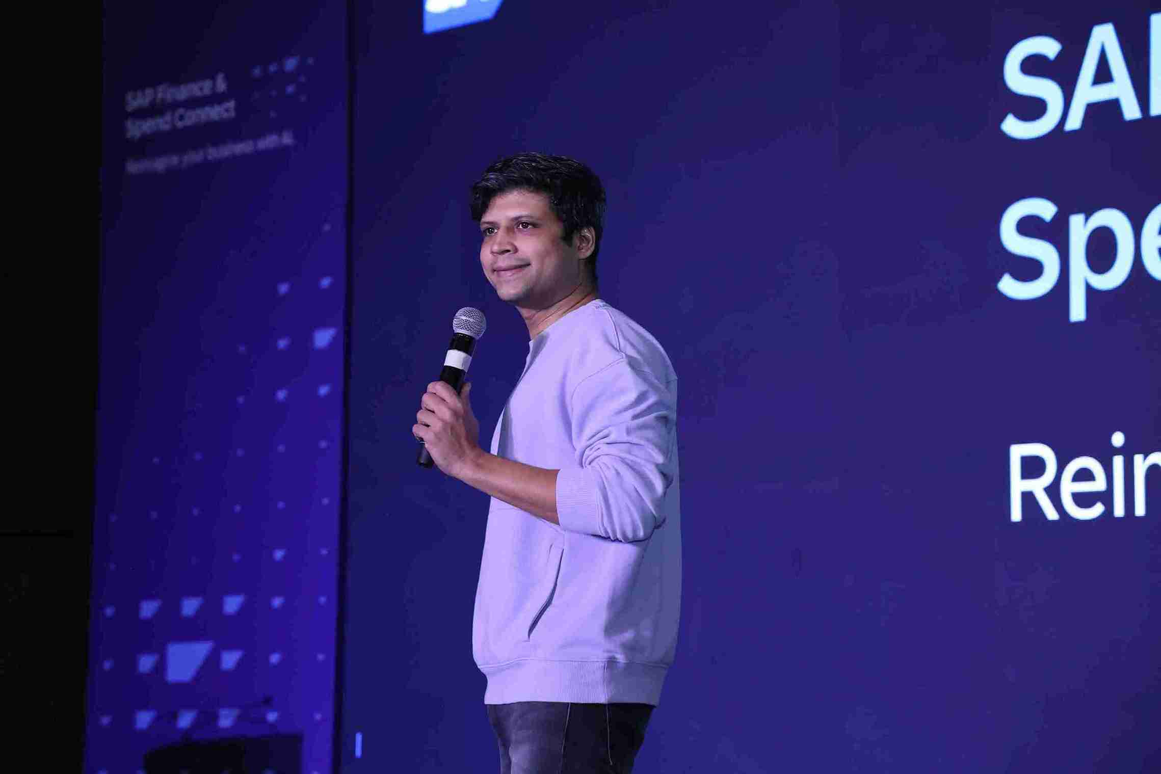 Comedian Rahul Subramanian performing at a corporate event in Delhi Comedian Rahul Subramanian performing at a corporate event in Delhi