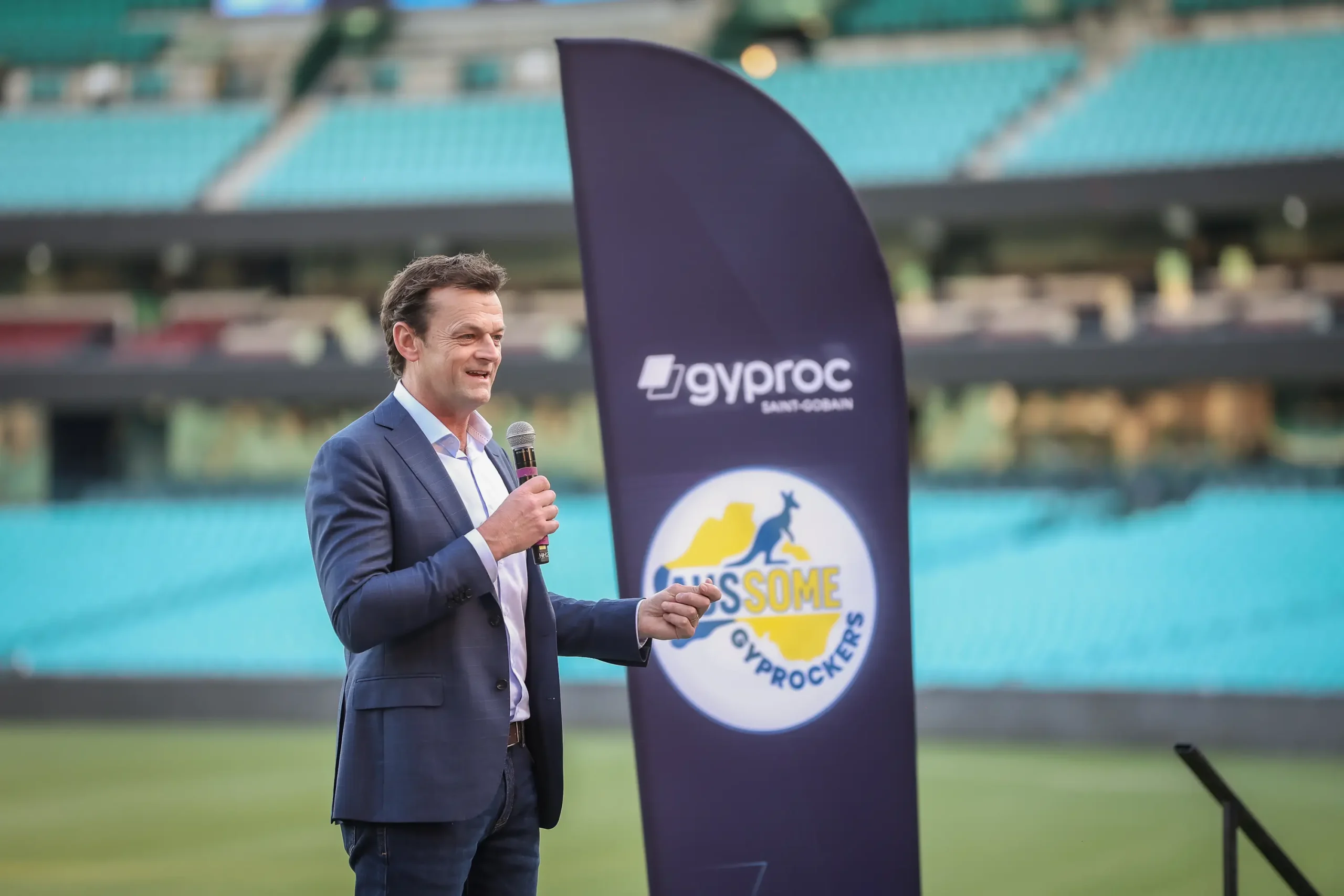 Adam Gilchrist as a guest speaker at a corporate event in Australia Adam Gilchrist as a guest speaker at a corporate event in Australia