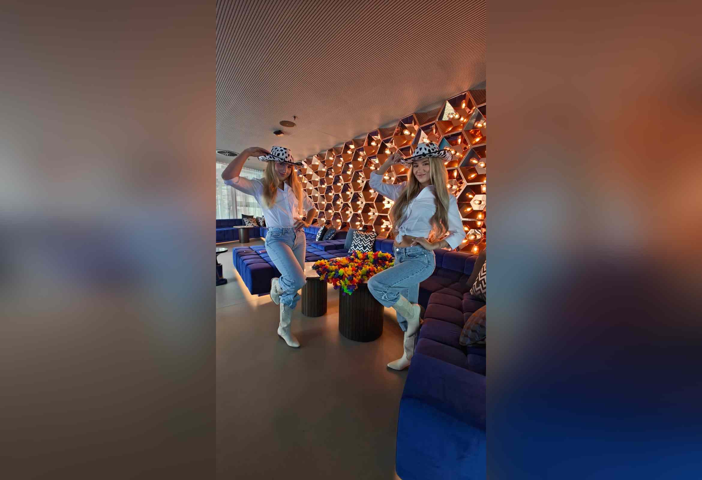 Cowgirl-themed hostesses welcoming guests at a corporate event in Sydney Cowgirl-themed hostesses welcoming guests at a corporate event in Sydney